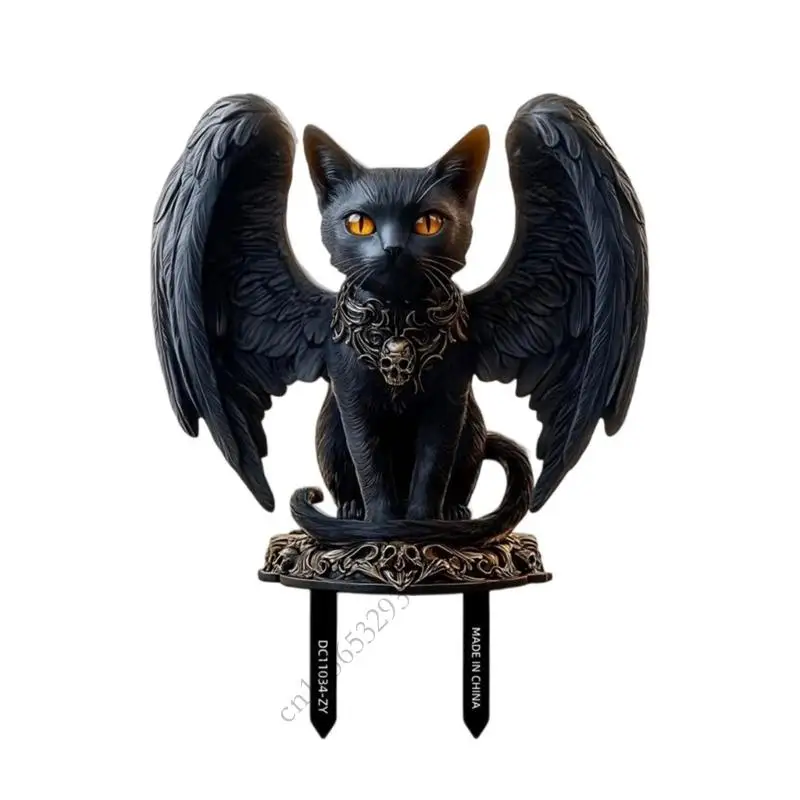 

K43D Weatherproof Mysterious Black Moggie Yard Art Durable Outdoor Decoration Suitable For Holidays & Landscape Everyday Use