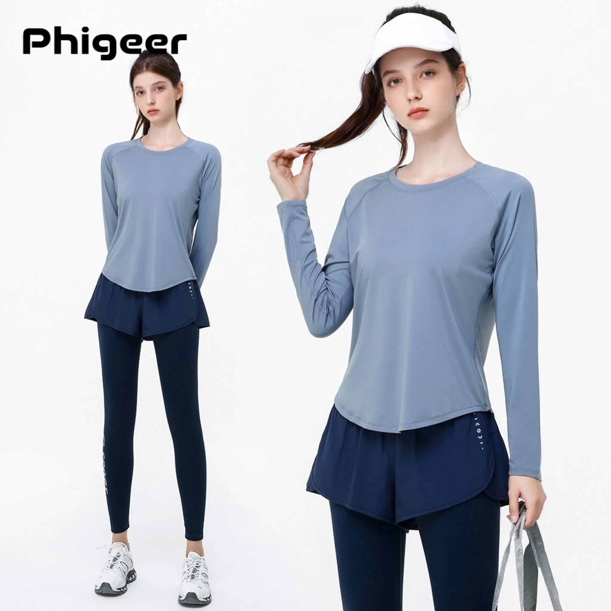 

PHIGEER Women’s 2 Piece Yoga Set – Breathable Sports Tops & Leggings with Pockets– Workout Outfit Activewear for Gym Running