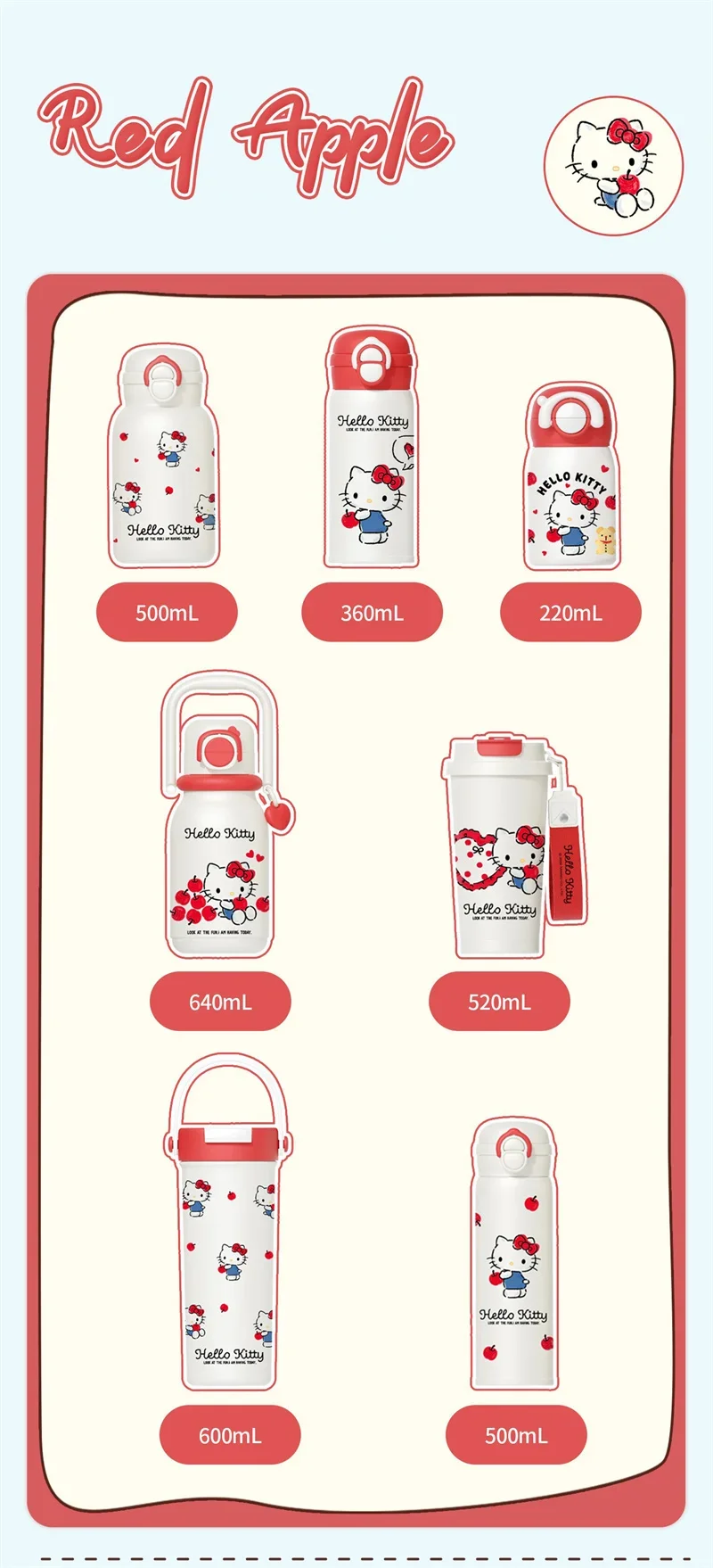 X&W Hello Kitty Theme Insulated Cup 316 Stainless Steel Girl Cute Straw Cups Portable Outdoor Travel Vaccum Flask Perfect Gift