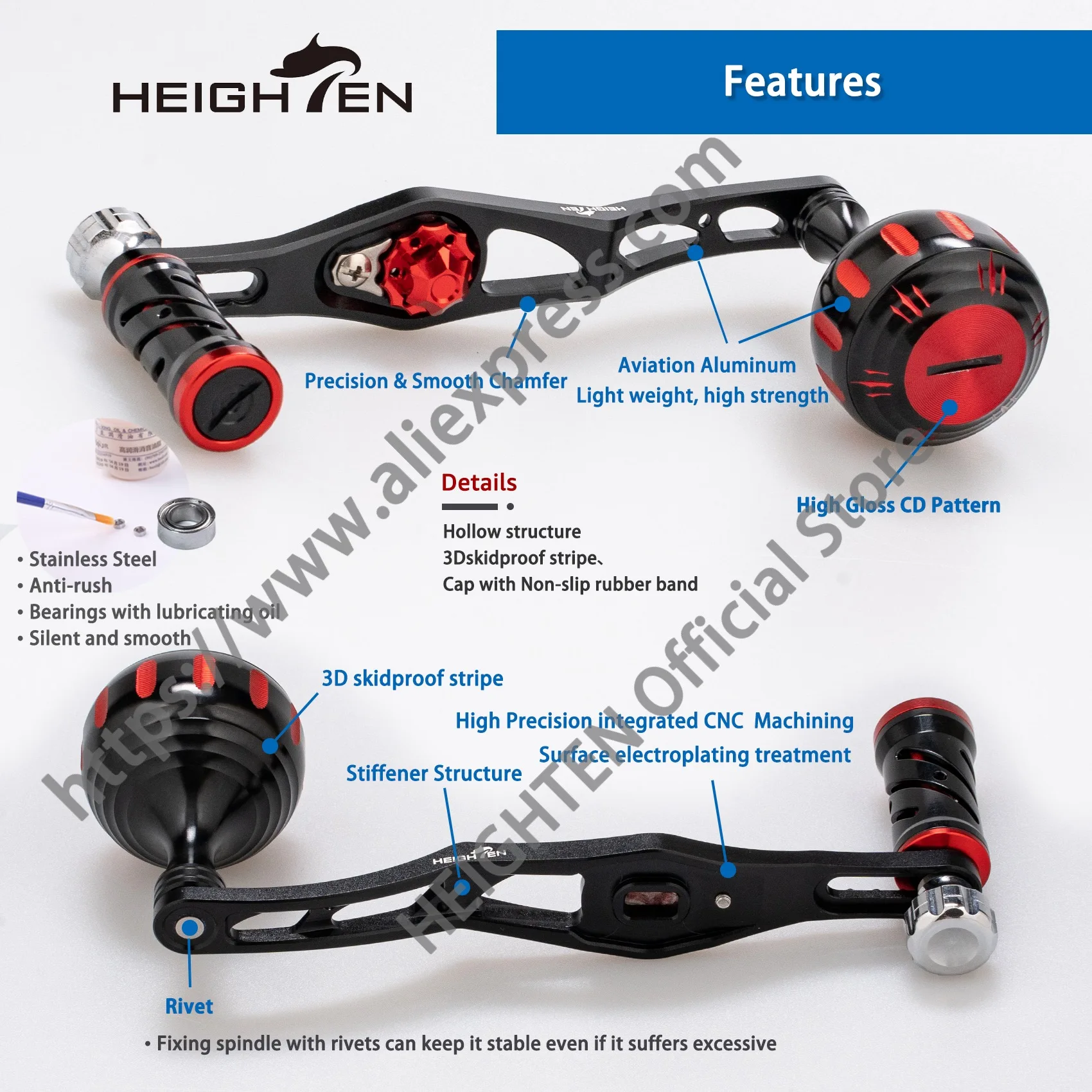 HEIGHTEN Baitcasting Reel Handle 70มม.สำหรับ Shimano Daiwa เหยื่อ Reel อุปกรณ์เสริม