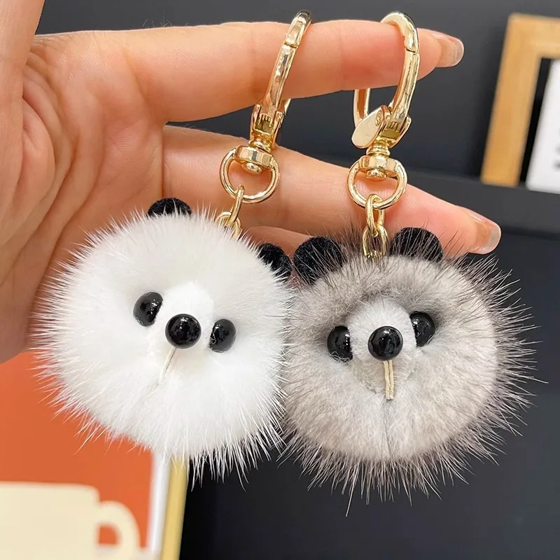 

Милый брелок из натурального меха норки, вешалка для рюкзака с животным дизайном, мягкая и пушистая модная подвеска для сумки,