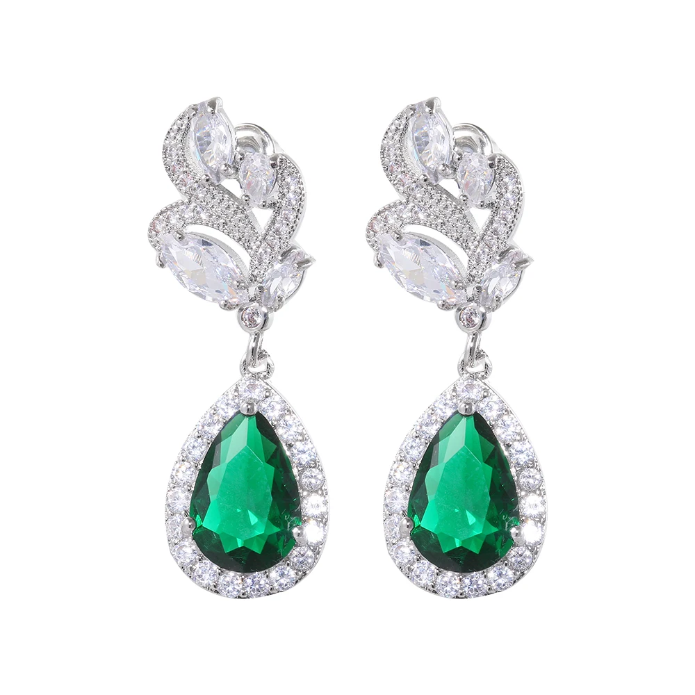 EMMAYA  Vintage Green CZ Dangle Earrings for Party Romantic Women\'s Accessories Birthday Gift High Quality Luxury Jewelry Bulk