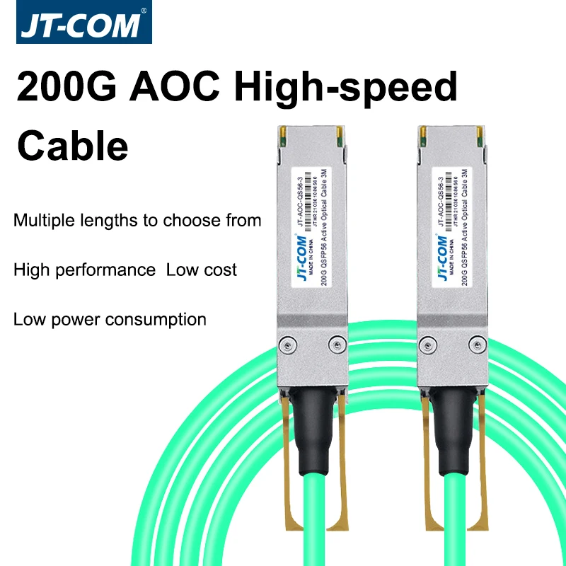 

Кабель JT-COM 200G AOC QSFP56, активный оптический кабель 0,5/1/2/3/5/7 м, совместимый с коммутаторами Cisco, Mellanox, Mikrotik Ethernet