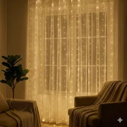 USB Remote Control LED Curtain Fairy Lights 8 Modes Window String Lamp for Home Bedroom Christmas New Year Holiday Room Decor