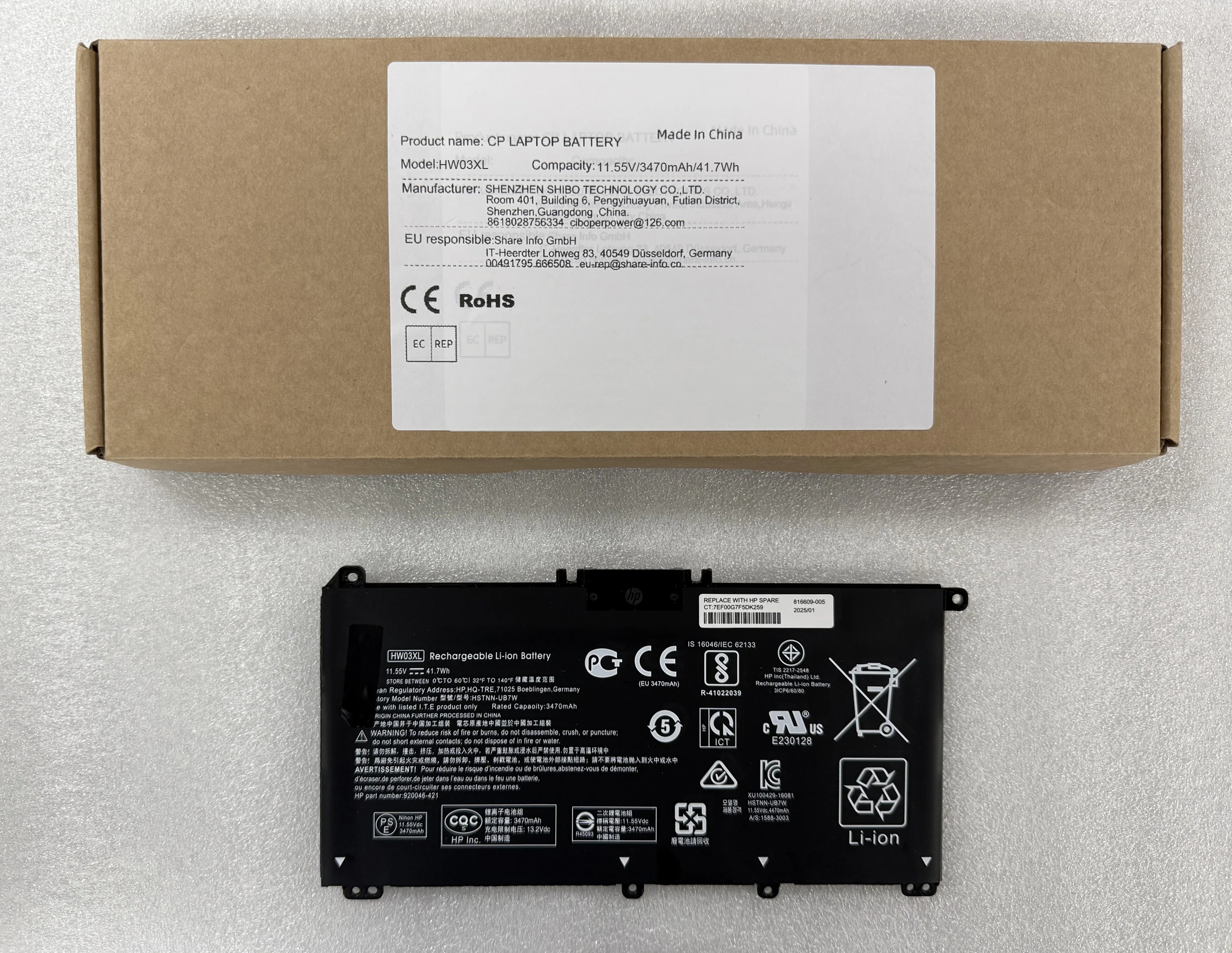 

Аккумулятор для ноутбука HW03XL HW03041XL для Pavilion 15-EG 15-EH 17-CN 17-CP Series 15-EG0XXX 15-EH0XXX L97300-005 11,55 В/3470 мАч/41,7 Втч