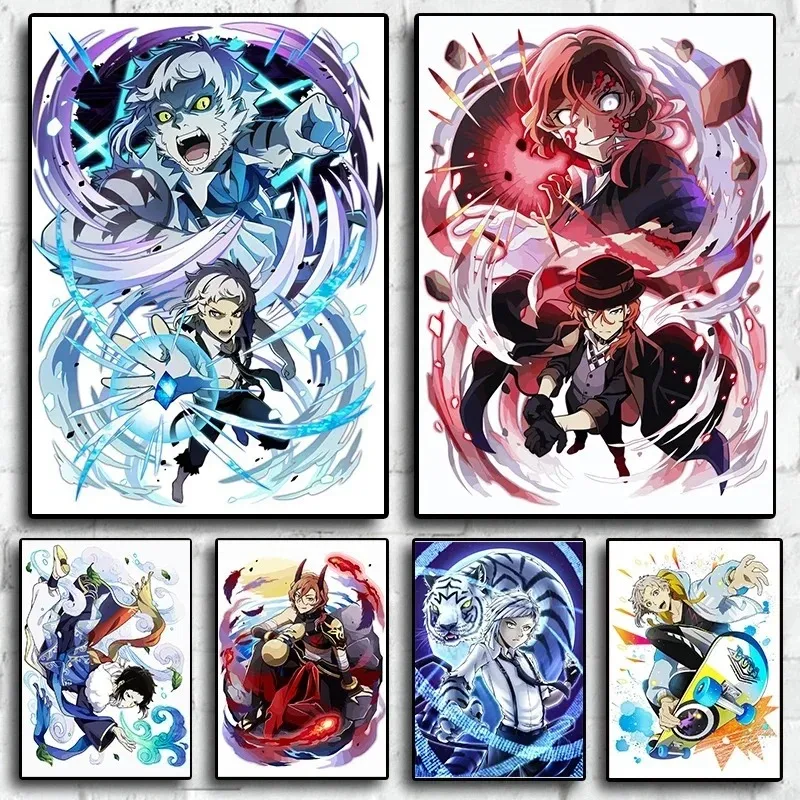 Japan Pop Art Anime Bungo Stray Dogs Canvas Painting Poster Aesthetics Manga Magazine Cover Soukoku For Wall Art Kids Kawaii Roo