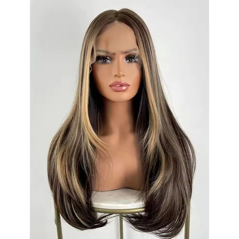 Ombre Dark Brown with Blonde Balayage Lace Front Wig  Hair Wigs