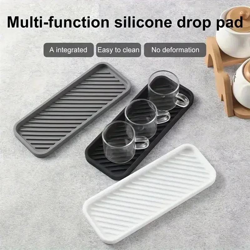 Rectangular Stripe Design Sink Protection Mat Multifunctional Storage Tray Bathroom Tray Sink Protection Mat