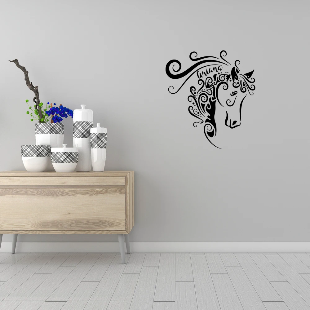 1 pc Vibrant Horse with garland wall sticker Wall Decal Living Room Removable Mural For Kids Rooms Diy Home Decoration Vinyl