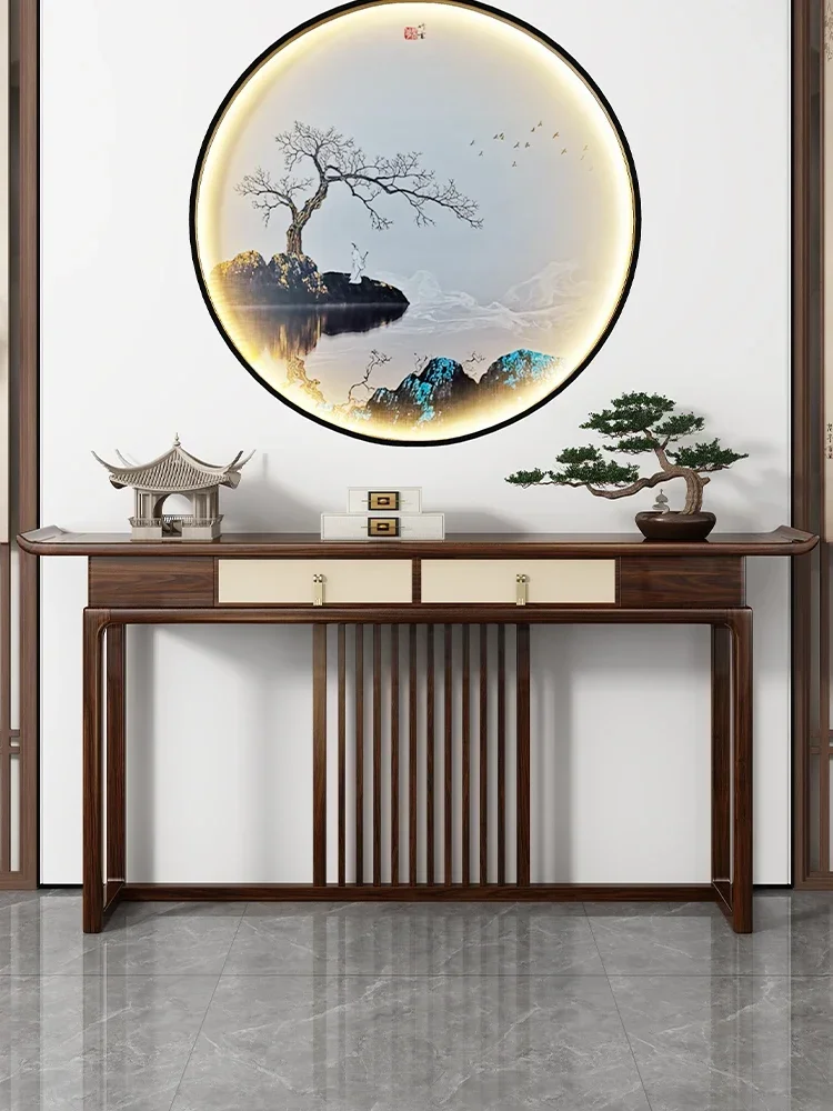Y Entrance table, central hall, ebony wood entry against the wall, living room table, light luxury case