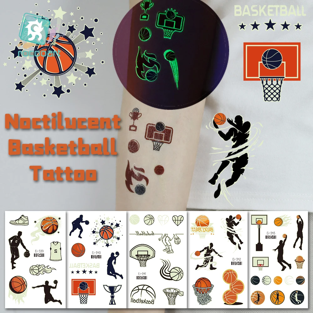 Basketball Luminous Tattoo Socer Glowing Temporary Tattoos Body Sticker Football Disposable Waterproof Tatouage Temporaire