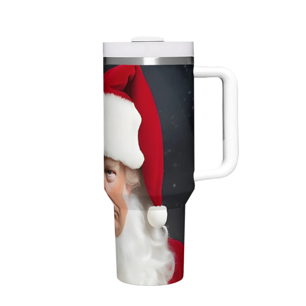 Donald Trump At Christmas 40 Oz Ultimate Tumbler with Handle and Straw Vacuum Insulated Tumbler with Straw and Lid Stainless