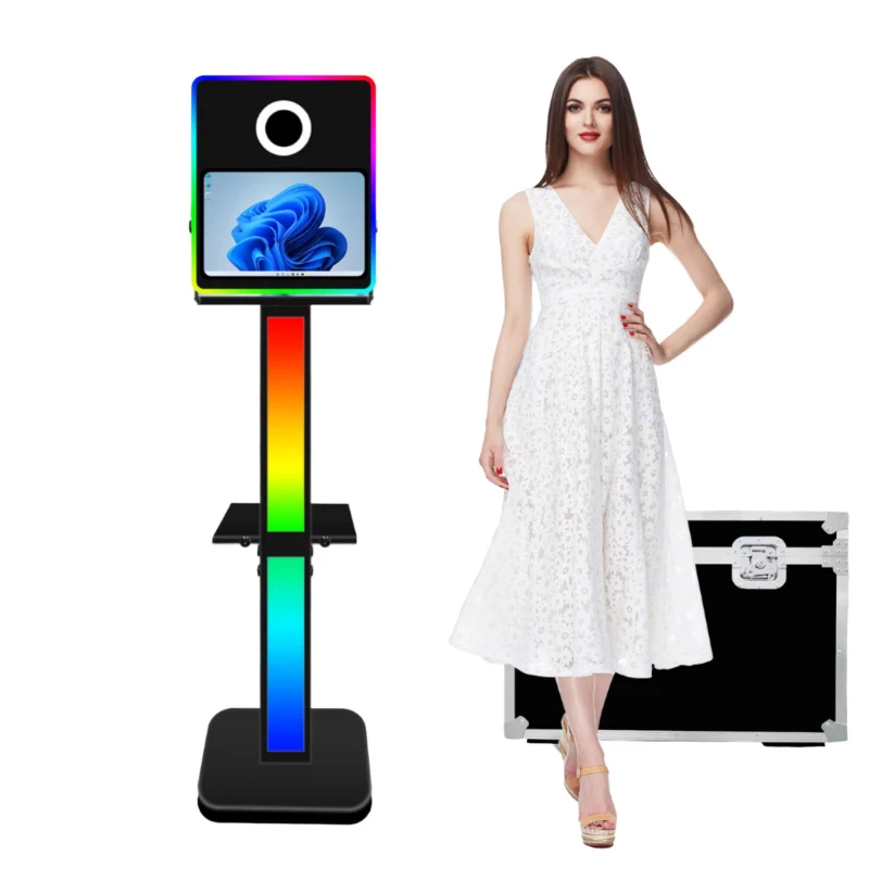 

new touchscreen SLR compatible selfie photo booth machine magic mirror photo booth with party printer