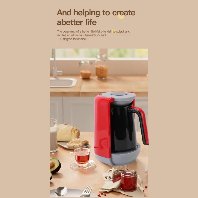 5 Cup Turkish Coffee Maker 3 Heating Modes LCD Display Flip Top Temp Control EU Plug For Home