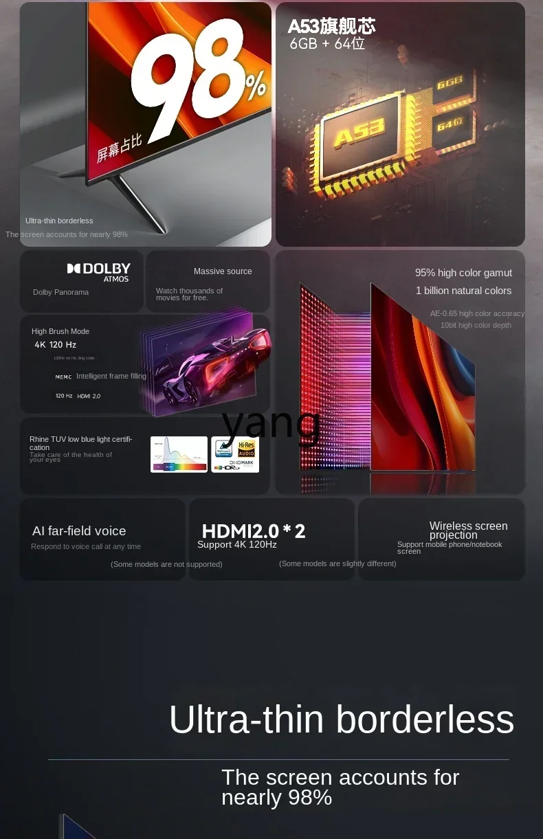 lCX  Full Screen 100-Inch TV 120 Network Wifi75 Far-Field Voice