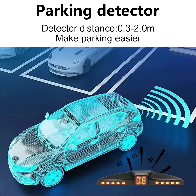 22mm 4 Probe Car Reverse Parking Radar Kit with LCD Screen Waterproof Sensors 0.3-2.0M Range 12 Color Options