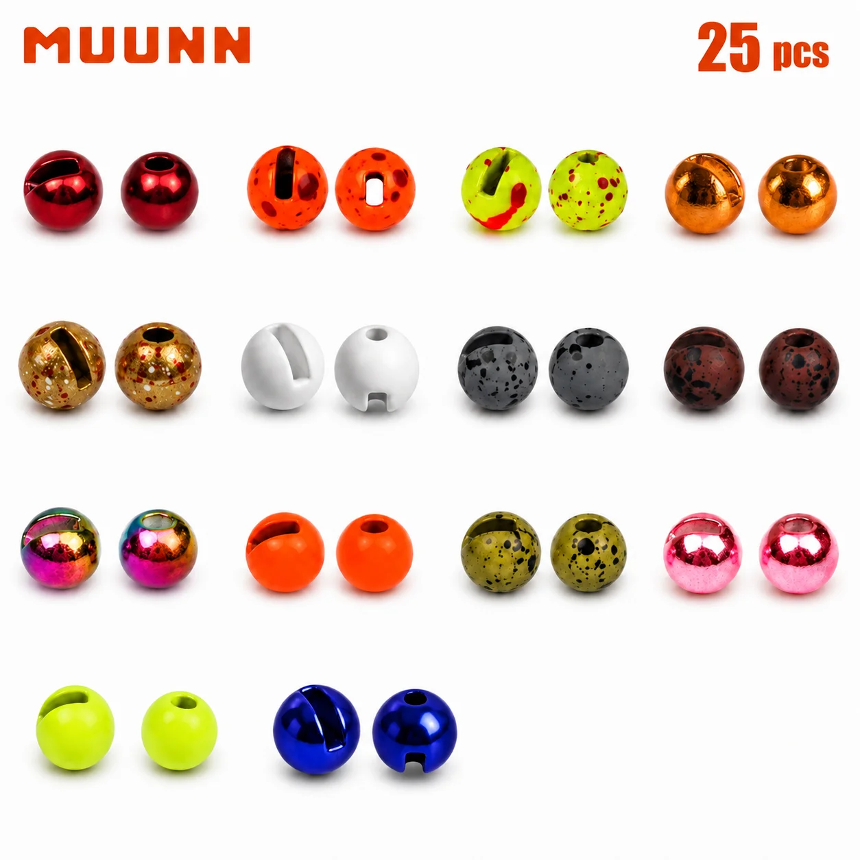 Image of MUUNN 25 Stück 1,5-3,8mm Farbige Wolfram-Schlitzperlen für Fliegenbinden Metallisch Rot Metallisch Orange