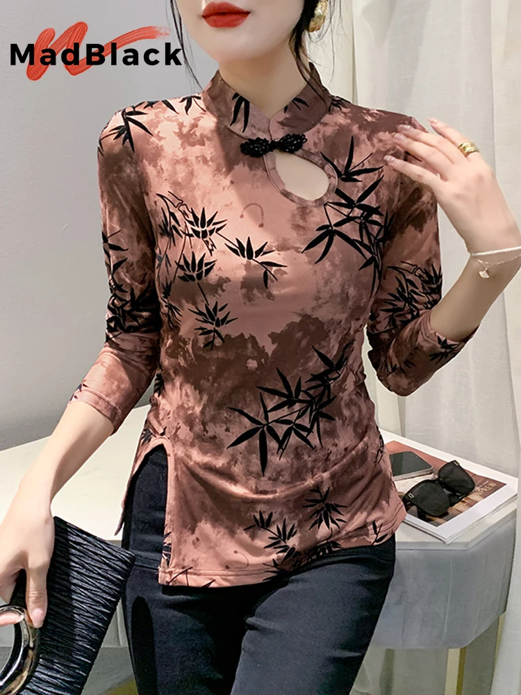 

MadBlack, европейская одежда, футболки, женский сексуальный топ с вырезами и принтом, Приталенная футболка с длинным рукавом в стиле ретро, лето-осень T48451QC