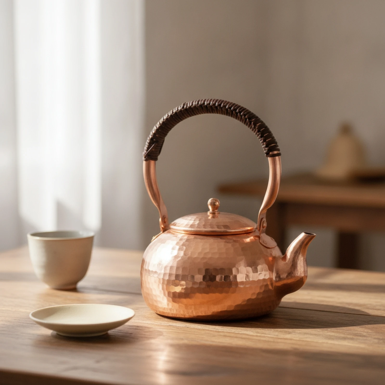 Hammered Copper Kettle Artisanal Copper Teapot Teapot with Wrapped Handle Long-Lasting Cookware Ayurvedic for Tea Lovers