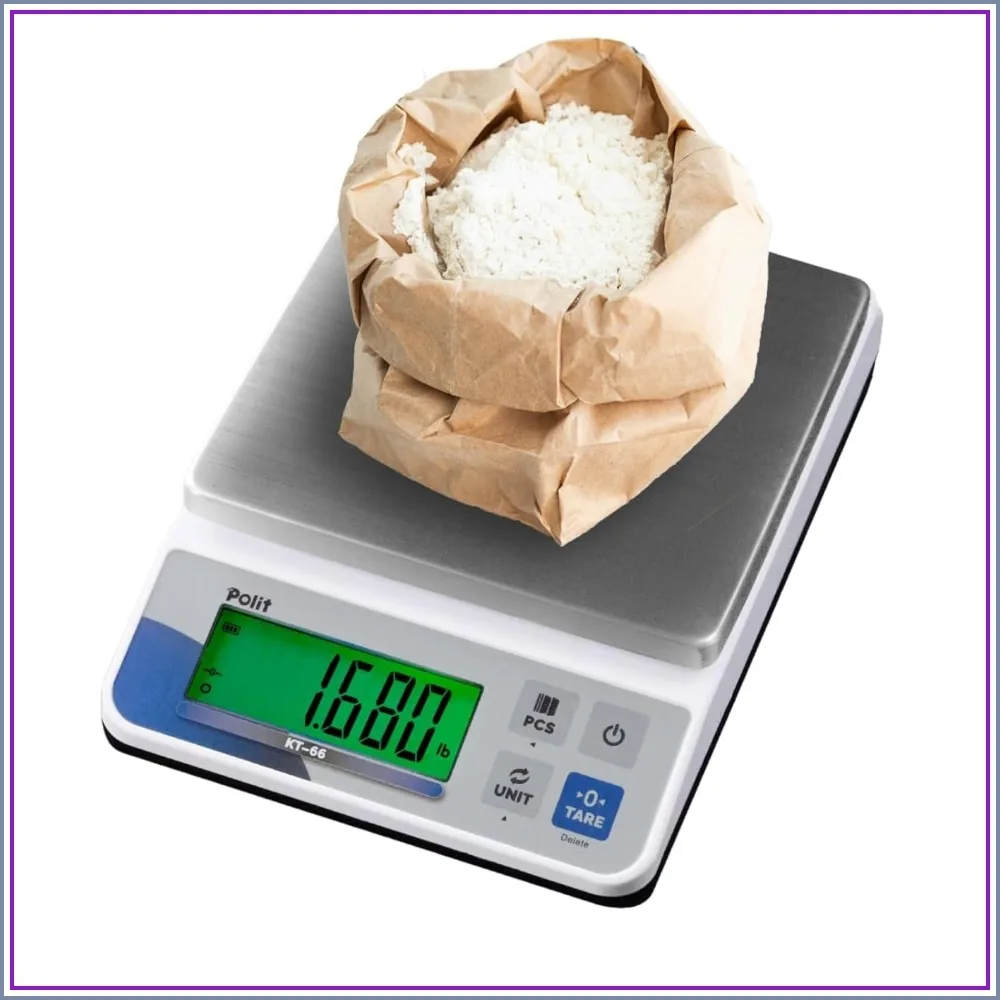 

Digital Kitchen Scale KT-66 30lb/13kg 0.05oz/1g Precision with LCD Display, Stainless Steel Top, Grams Ounces Pounds, 5 Units for Baking Farming Shipping