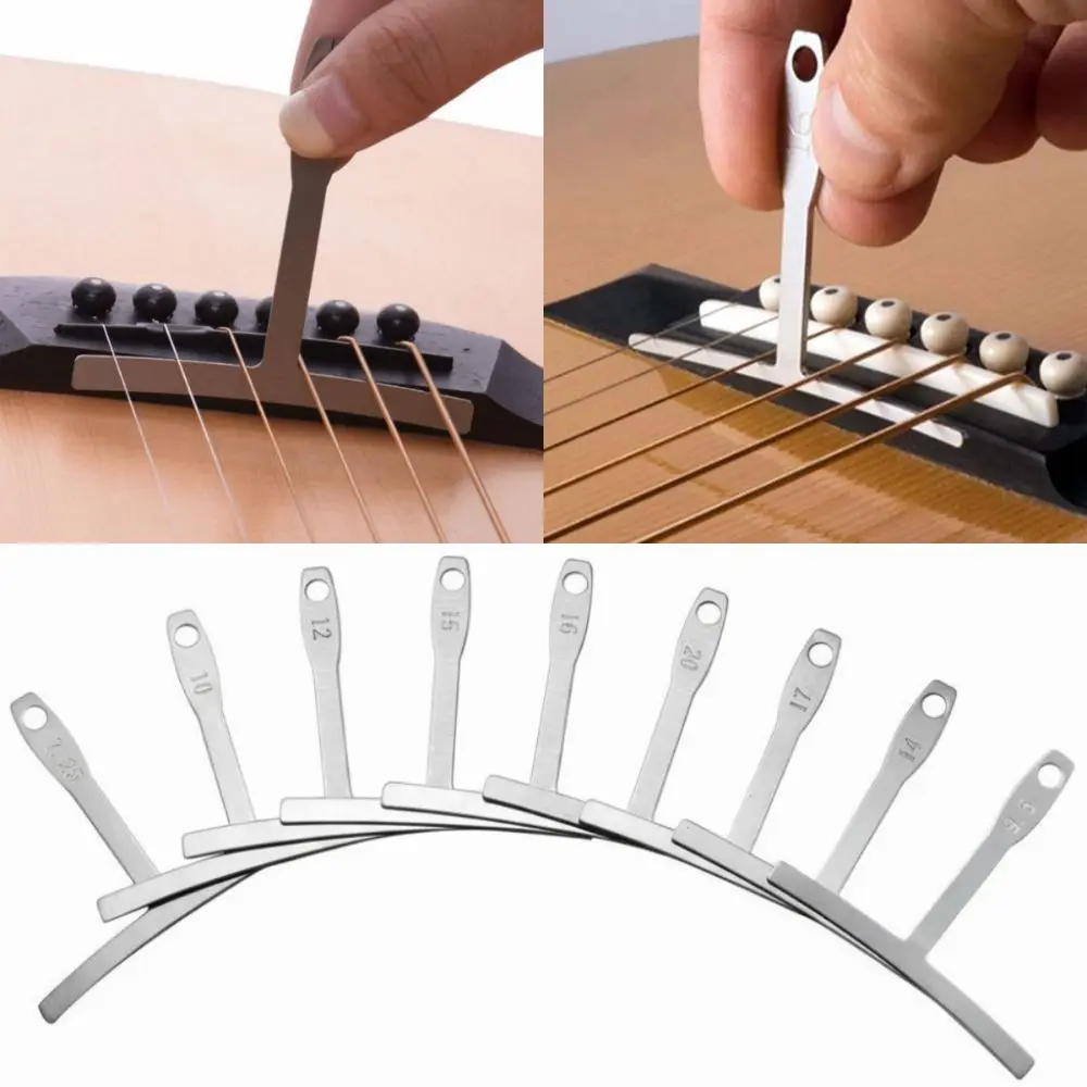 9Pcs Stainless Steel Guitar T-ruler Professional Arc Measurement Understring Radius Gauge Fretboard Measurement