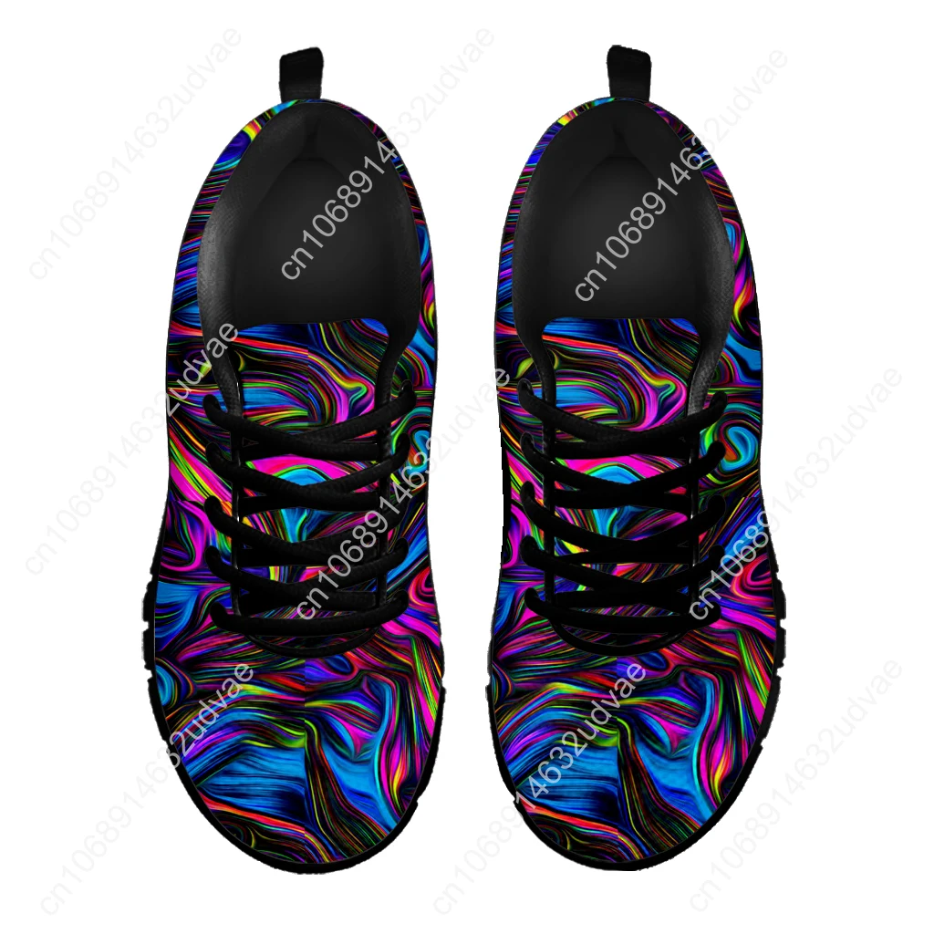 Fashion Color Psychedelic Design Shoes Knitted Fabric Thick Sole Sneakers Lightweight Outdoor Shoes Basketball Shoes