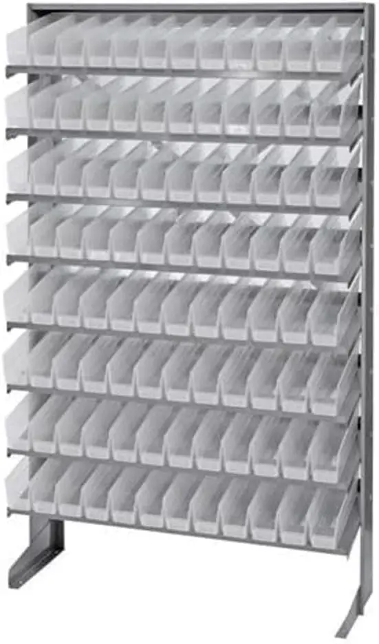 Single Sided Rack W/96 Bins Clear