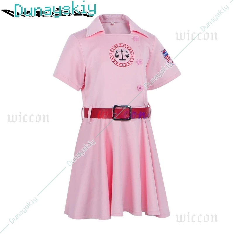 Rockford Peaches Movie AAGPBL Women's Baseball Dress Costume Cosplay A League of Their Own Pink Dress Costume Takerlama