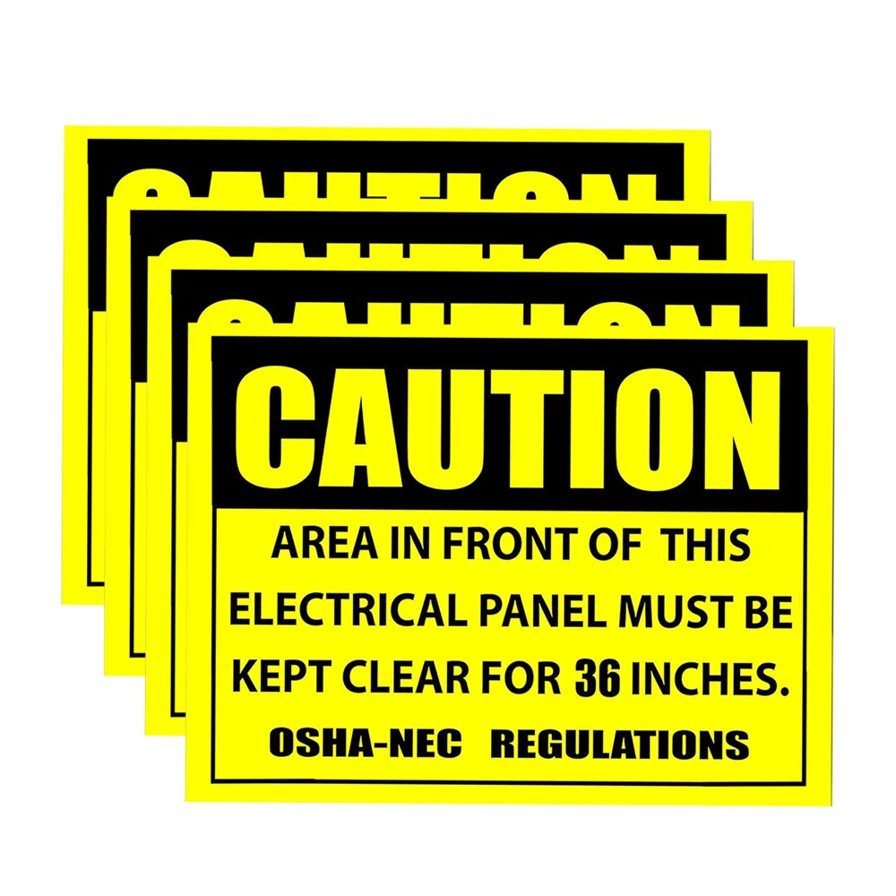 

4pcs Caution Area in Front of This Electrical Panel Maintain a 36 inch transparent sign with 7 * 10 inch Vinyl Sticker Decal