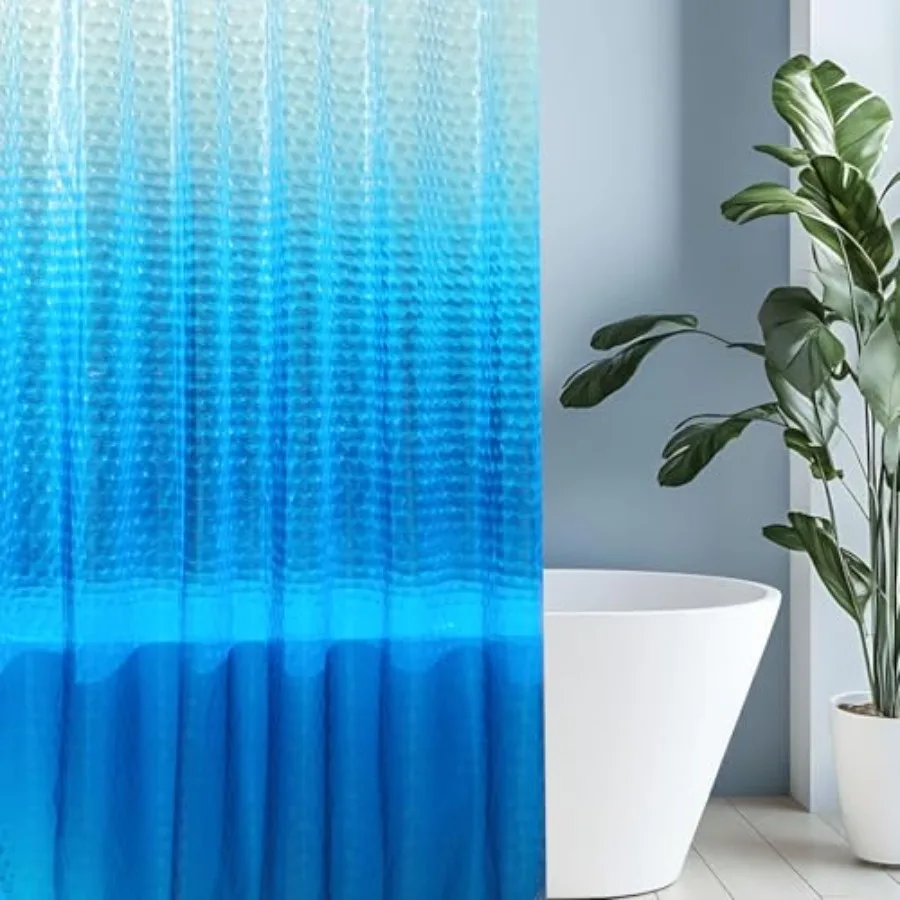 

3D Water Cube Shower Curtain 72x72 Ombre 8G Heavy-Duty Thick PEVA Waterproof Bathroom Shower Curtain Liner with 3 Bottom Magnet