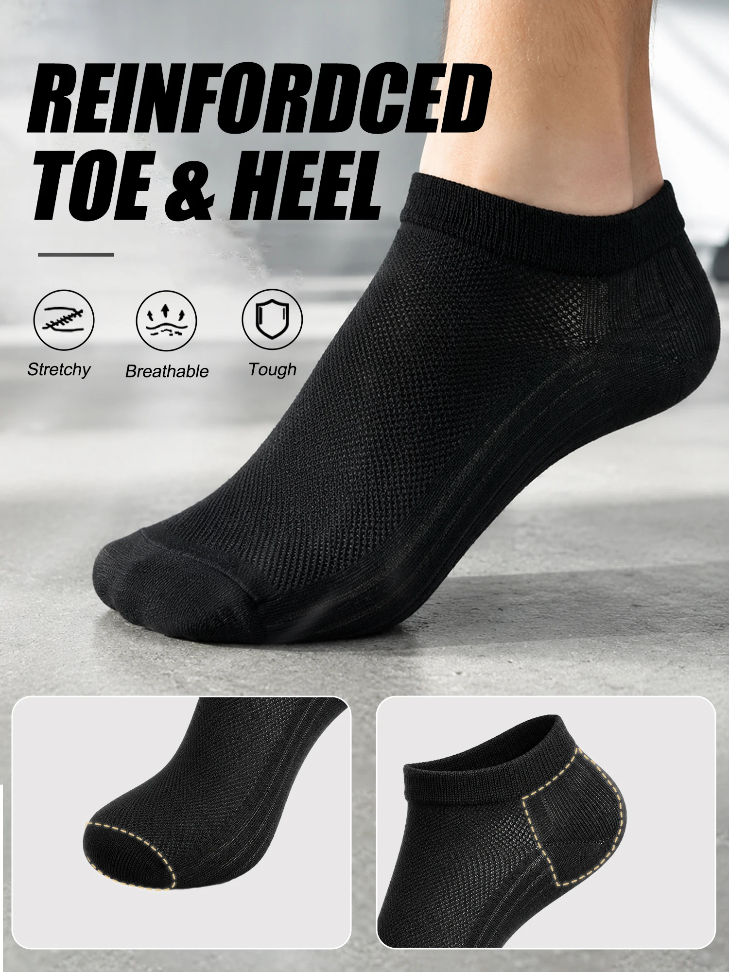 1/3/6 Pasang Kaus Kaki Pria Hitam Putih Abu-abu, Bahan Katun Bernapas, Empuk, Model Pendek, Untuk Olahraga Lari, Anti Selip, Menyerap Keringat, Cocok untuk Hadiah