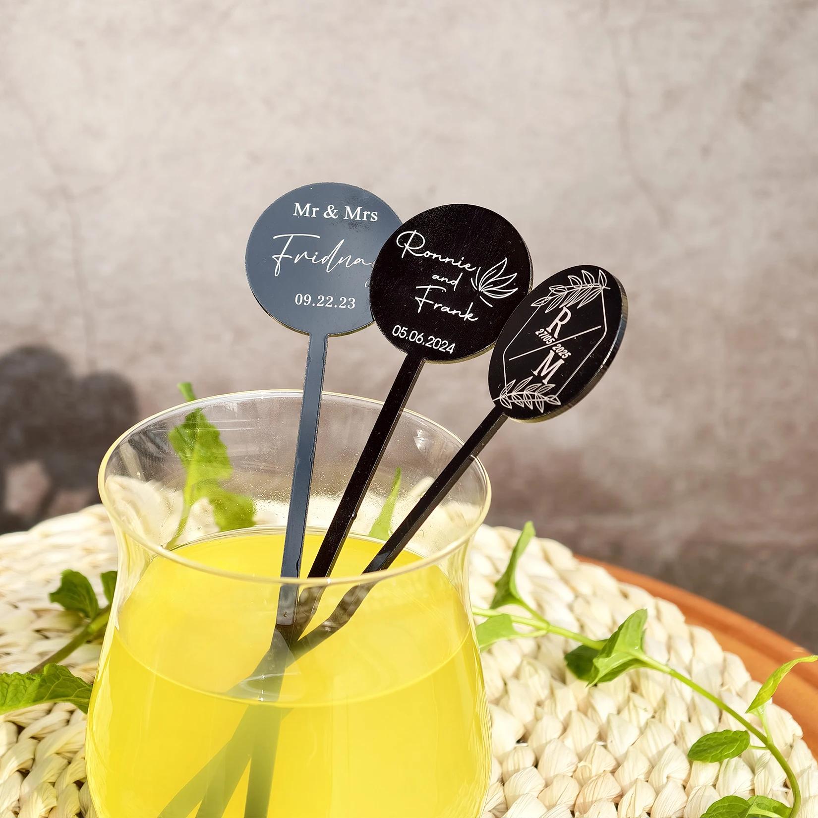 

50pcs Personalised Drink Stirrers Cocktail Swizzle Decorations Wedding Decorations Bachelorette Party Cocktail Stirrer