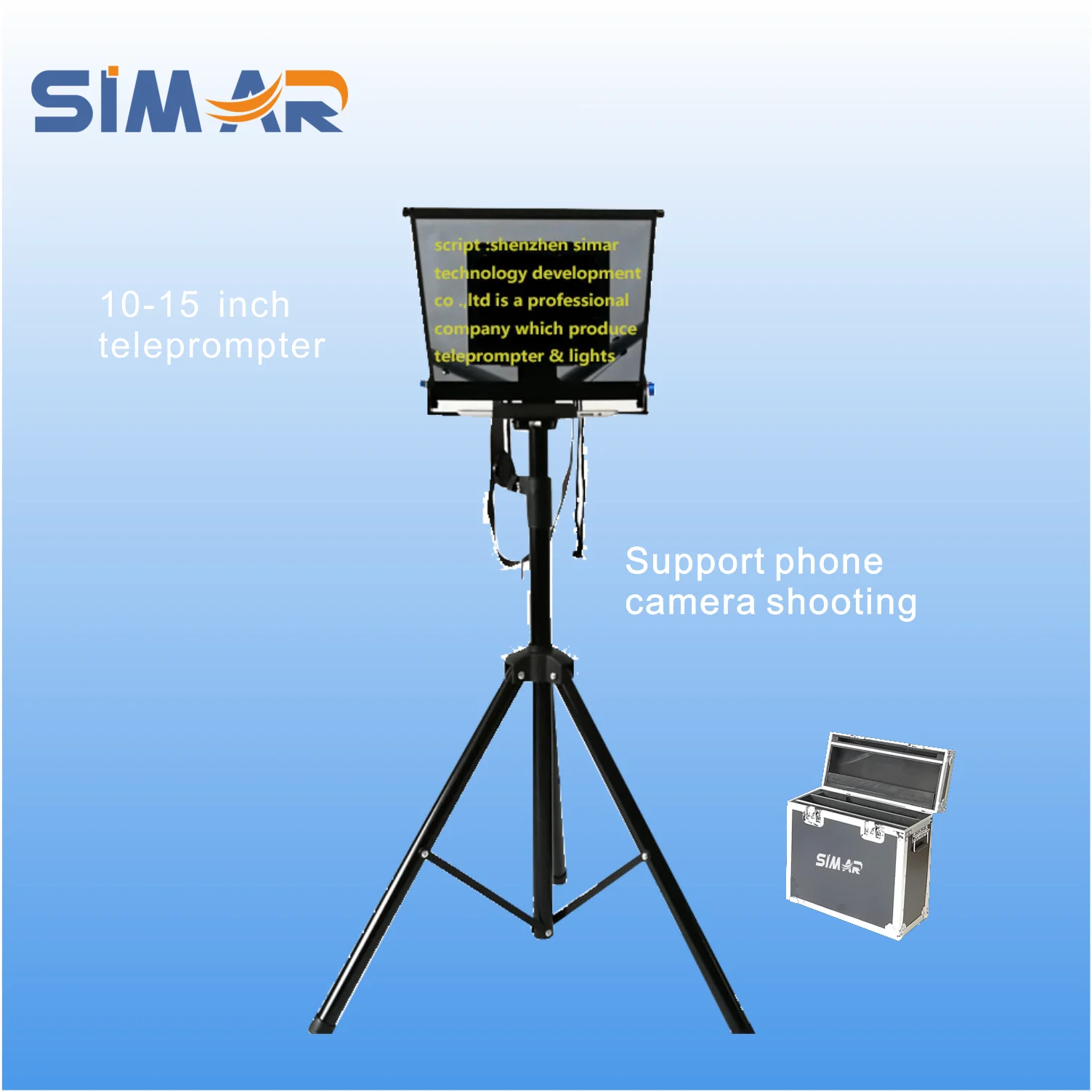 Simar 8-15 Inch Wireless Remoter Portable Phone Tablet Prompter Teleprompter for Live Streaming Studio