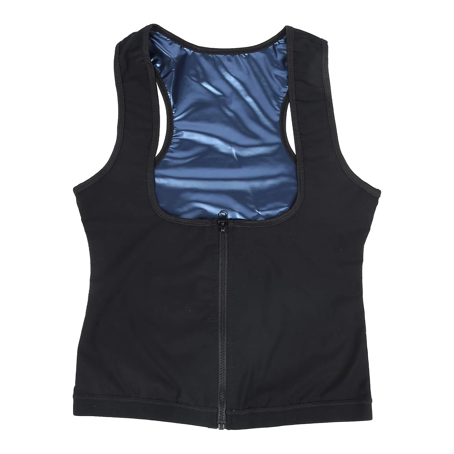 1 PC ซาวน่าเสื้อกั๊กความร้อนเหงื่อ Tank Top Breathable เอวเทรนเนอร์ซิปกีฬารัดตัวสําหรับหญิง