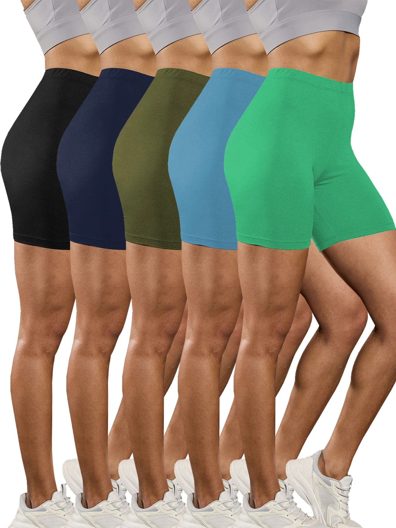 

5 упаковок, супермягкие байкерские шорты больших размеров для женщин, спортивные шорты для бега, йоги, 6 дюймов, Inseam