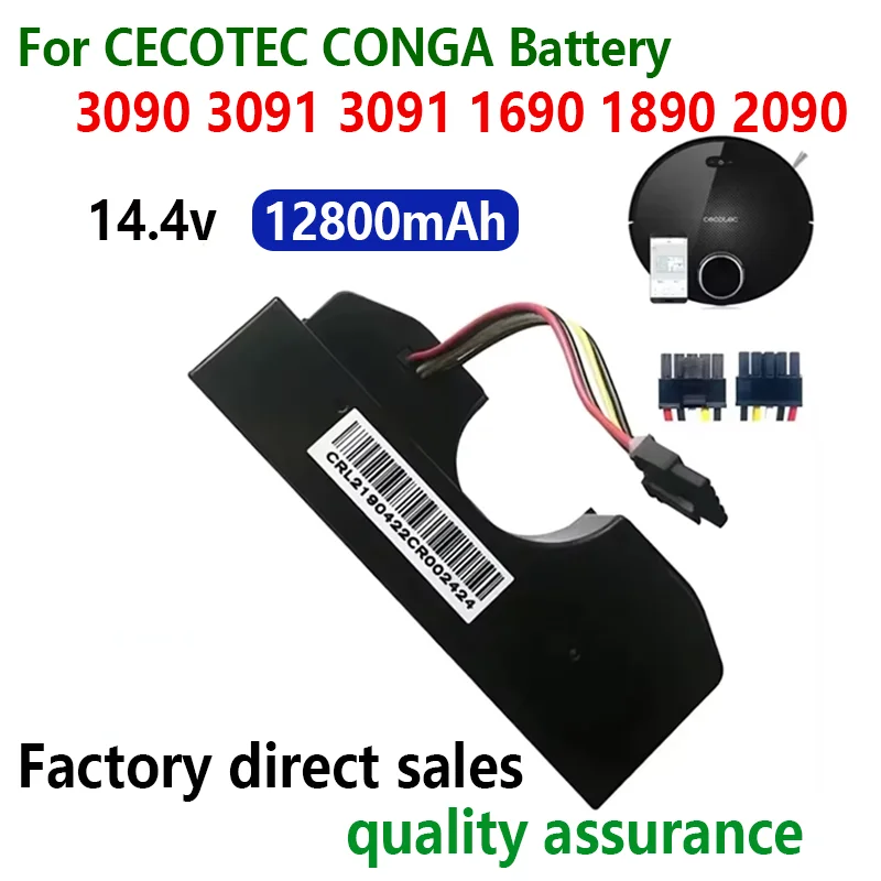 Vacuum Battery For CECOTEC CONGA 3090 CONGA 3091 CONGA 3092 1689 1890 2090 Fits 05173 6800mAh / 44.40Wh 14.4V 12800mAh Li-ion