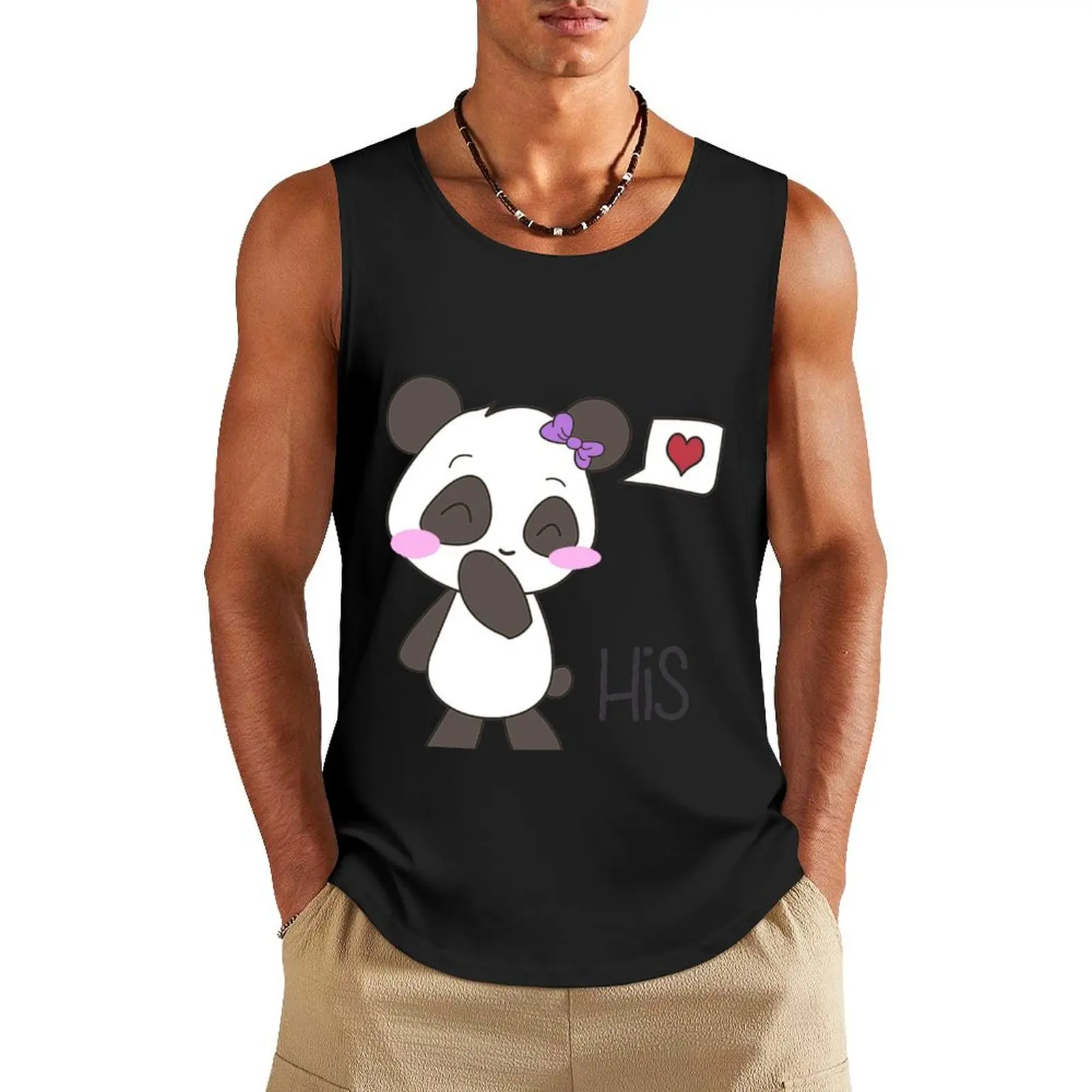 His & Hers Panda (Couple Shirts) Girl Version Tank Top basketball clothing Top summer anime gym Men's gym t-shirt