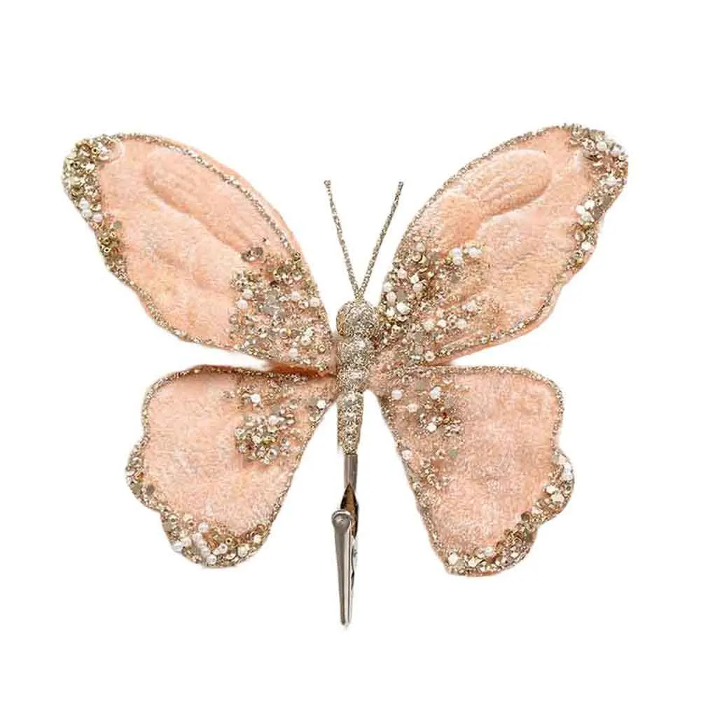 

For Christmas Tree Hanging Decoration Multicolor Glitter Flannel Butterfly Size 14 to 19 cm Lightweight Festive Ornament