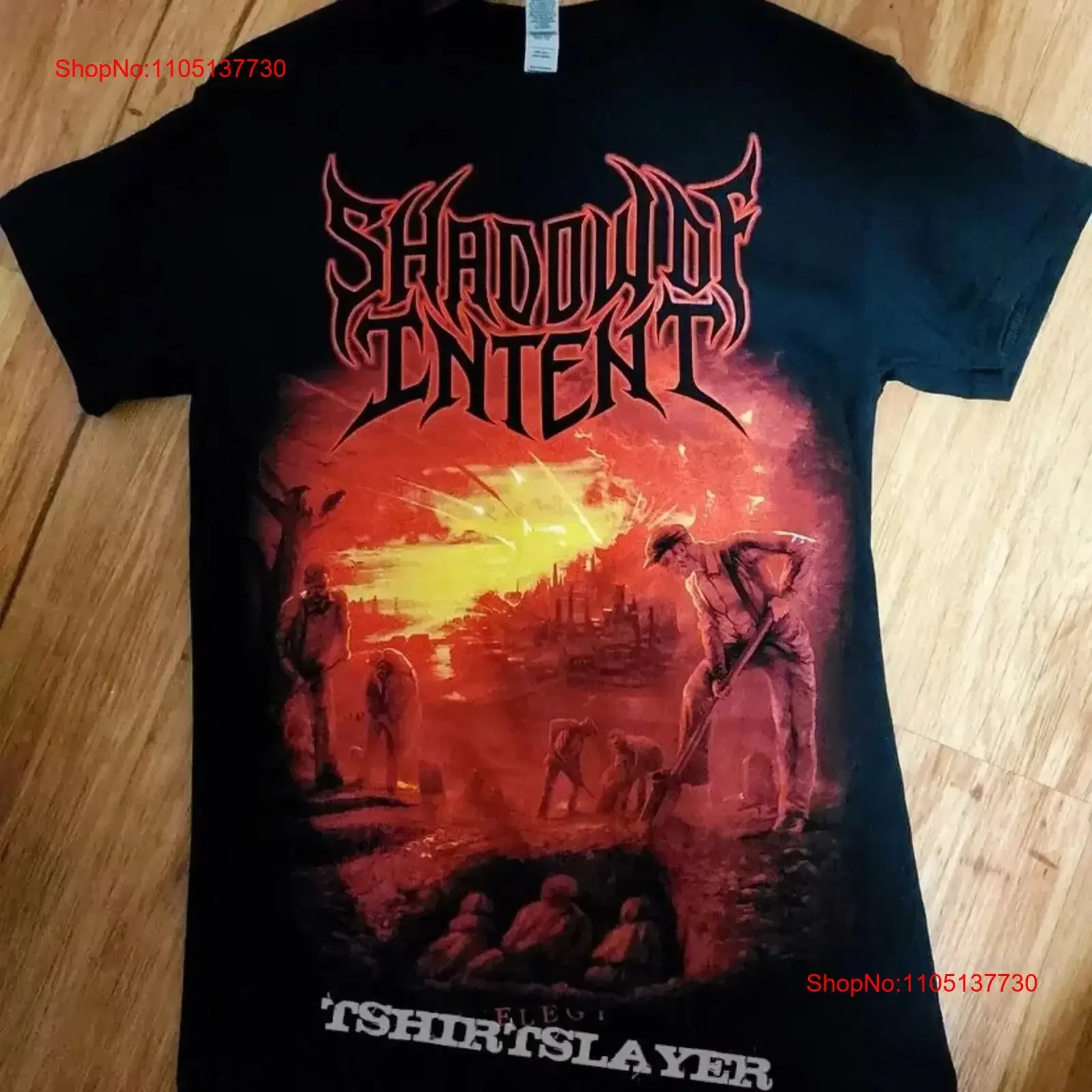 Shadow Of Intent Elegy tour rock music short sleeve black color shirt KV35366 vintage Washed Slightly Comfortable Versatile