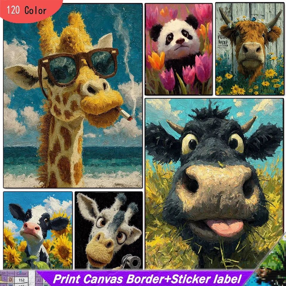 

120 цветов, алмазная живопись из смолы с наклейками, забавные животные, набор для вышивания «сделай сам», полная квадратная мозаика, настенное искусство, декор для спальни