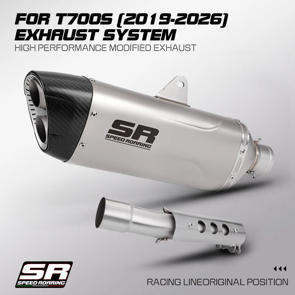Sistema de escape T700S de alto rendimiento para motocicleta, sección central trasera K175 para Tenere 700, aplicable a los años 2019-2026.
