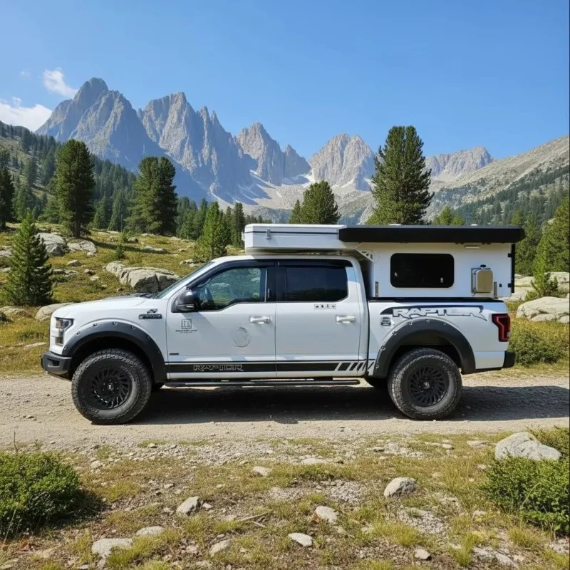 Compact Pop Up Truck Camper Cabin for Pickup Trucks, Fully Equipped Custom Camping Pod with Bed Solar Option view 2