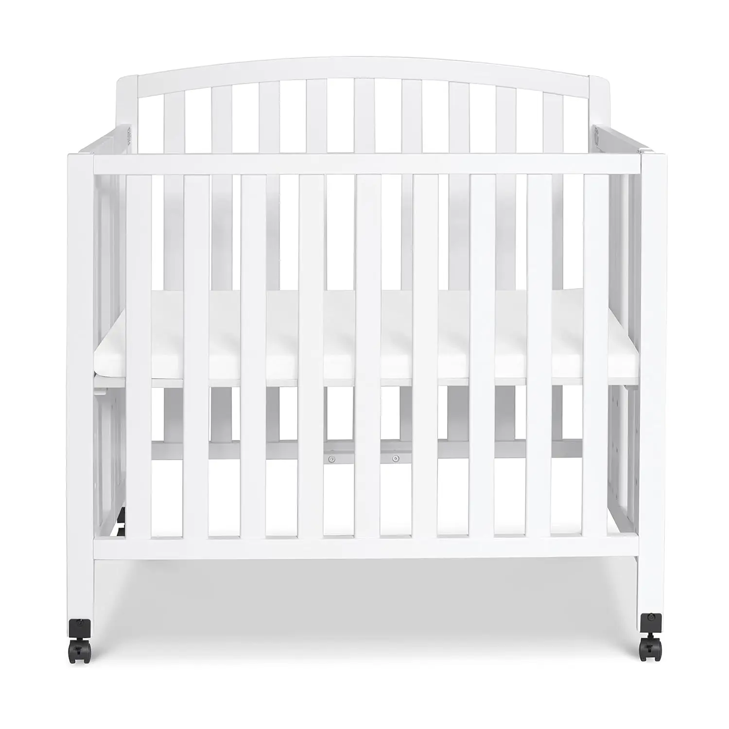 Lipat portabel 3-in-1 Convertible Mini Crib dan Twin Bed in putih, empat posisi kasur yang dapat disesuaikan. Ruang yang efisien