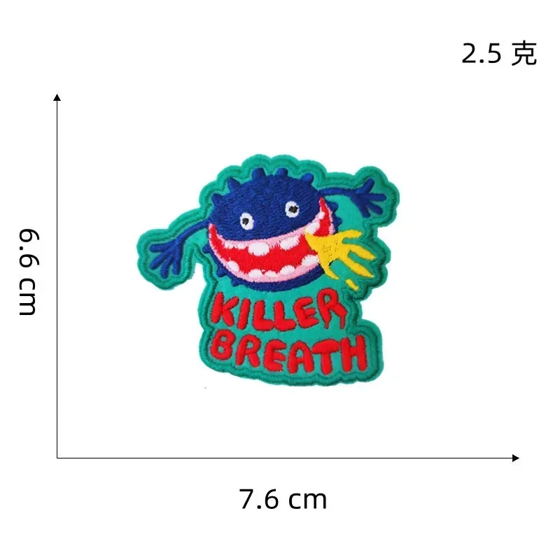 Cool Monster Embroidery Patches Cartoon Germ Badge Cute Freak Iron on Cloth Stickers for Fashion Jacket DIY Decorative Appliques