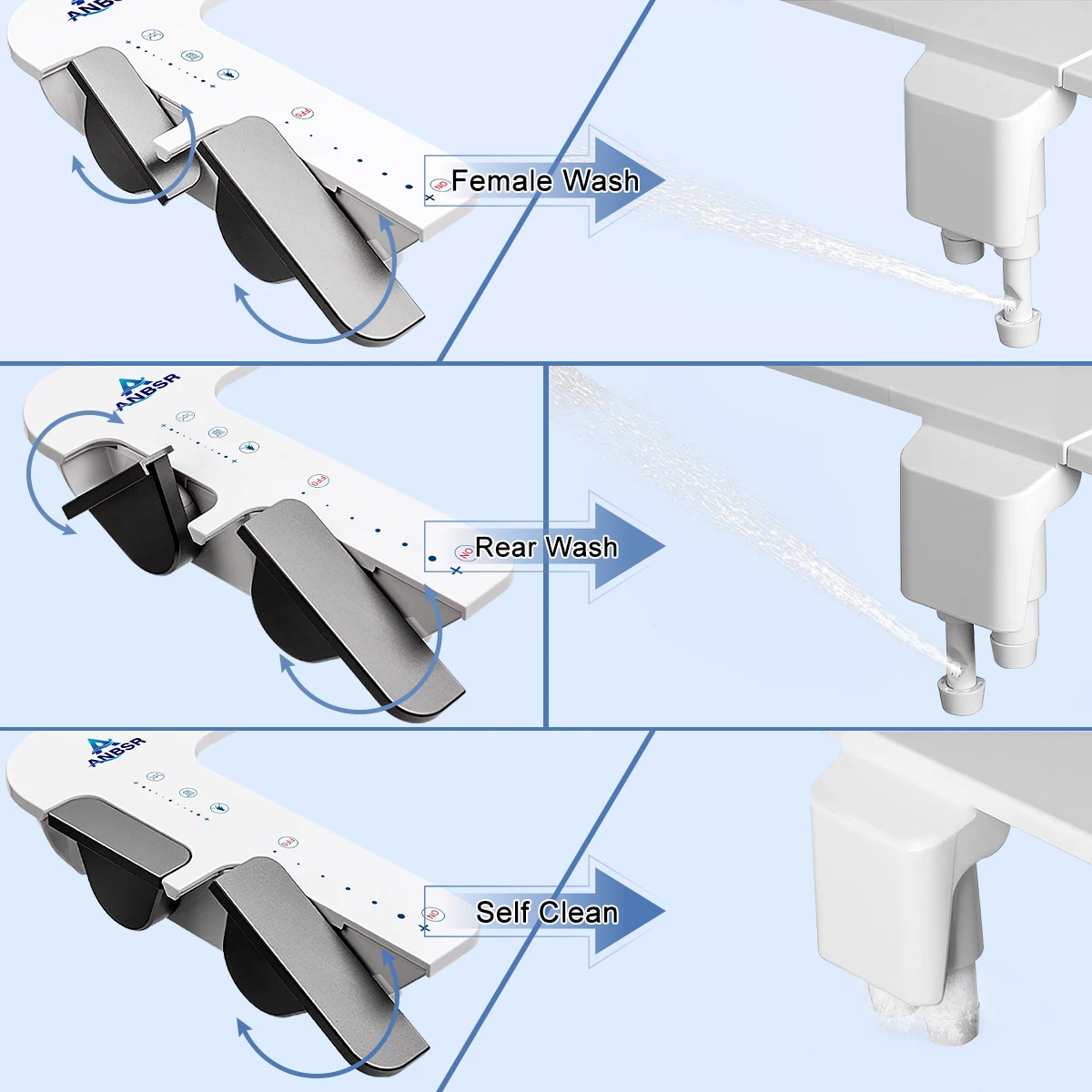 Imagem -02 - Anbsr Novidades Arrival Ultra-fino Bidé Fixação Auto-limpeza Fácil Instalação