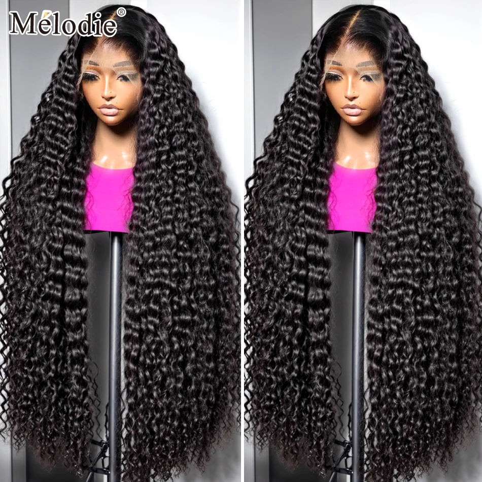 Melodie 250 Density 30 40 Inches Curly 13x4 13x6 Hd Lace Front Human Hair Wigs Pre Plucked Deep Wave Lace Frontal Wig For Women