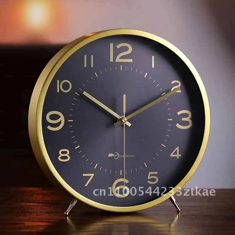 

European Retro Quartz Desk Clock Vintage Fashion Ornament Metal Glass Living Room Household Desktop Clock Black Gold Silver