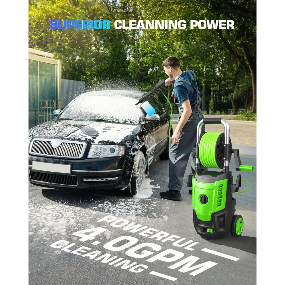 Portable Power Cleaner with 4 QC Nozzles and Soap Bottle, Cleaner Machine for Cars/Home/Driveways/Patios/Decks