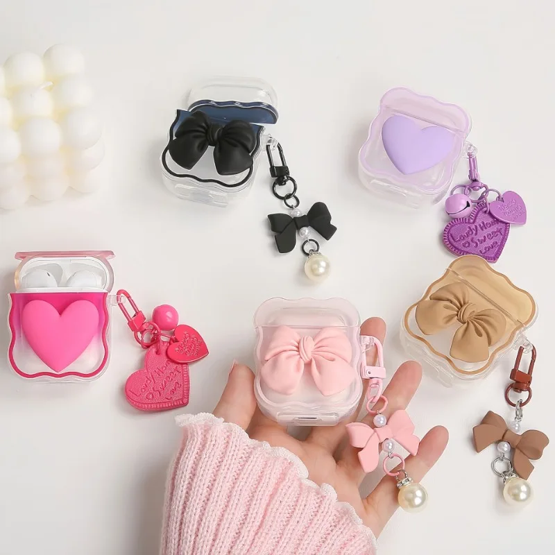 

Luxury 3D Bow Wave Case For Apple AirPods 4 3 2 1 Wireless Cover For AirPods Pro2 Generation Bluetooth Earphone Cases with Hook