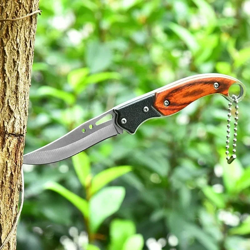 Portable Pocket Folding Knife Metal Material Outdoor Fruit Survival Folding Knife Hand Tool Keychain Accessories